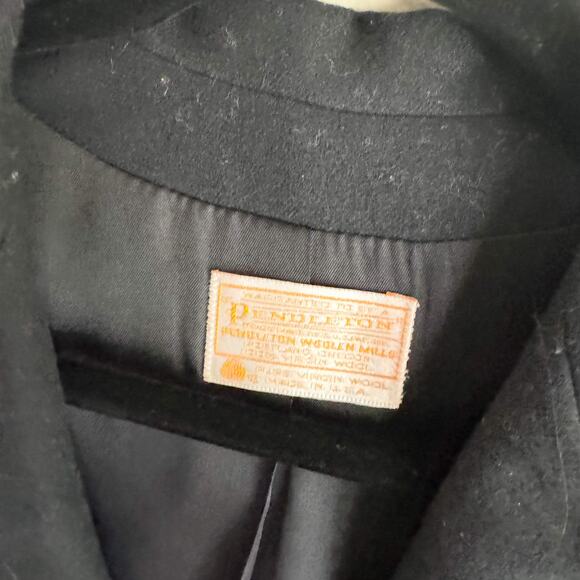 Vintage Pendleton Black Single Button Wool Jacket - Size 14 - Picture 3 of 6